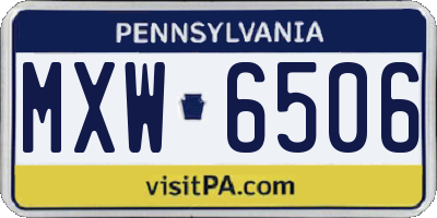 PA license plate MXW6506