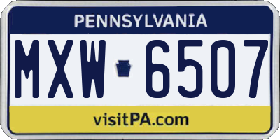 PA license plate MXW6507