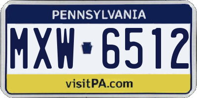 PA license plate MXW6512