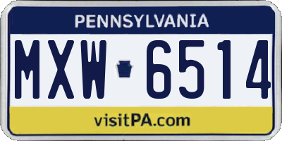 PA license plate MXW6514