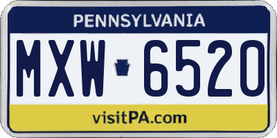PA license plate MXW6520