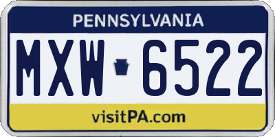 PA license plate MXW6522