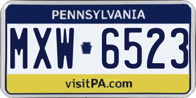 PA license plate MXW6523
