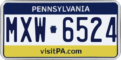 PA license plate MXW6524