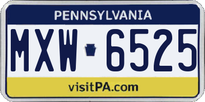 PA license plate MXW6525