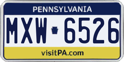 PA license plate MXW6526