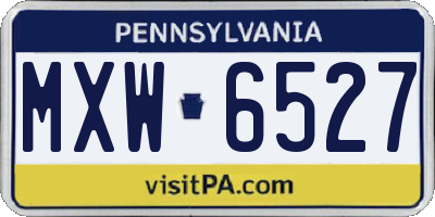 PA license plate MXW6527