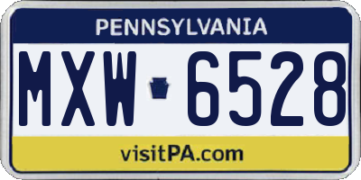 PA license plate MXW6528