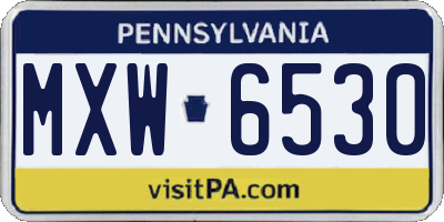 PA license plate MXW6530