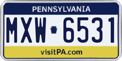 PA license plate MXW6531