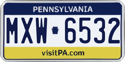 PA license plate MXW6532