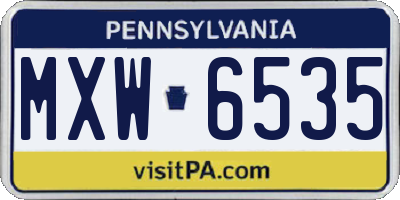 PA license plate MXW6535