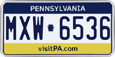 PA license plate MXW6536