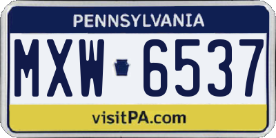 PA license plate MXW6537