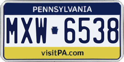 PA license plate MXW6538