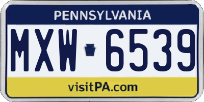 PA license plate MXW6539