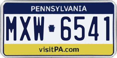 PA license plate MXW6541