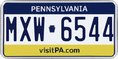 PA license plate MXW6544