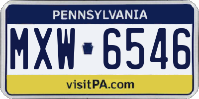 PA license plate MXW6546