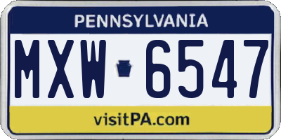 PA license plate MXW6547