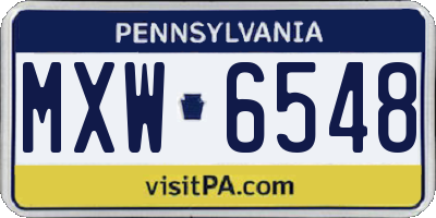 PA license plate MXW6548