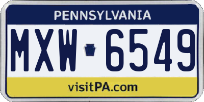 PA license plate MXW6549