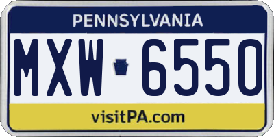 PA license plate MXW6550
