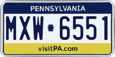 PA license plate MXW6551