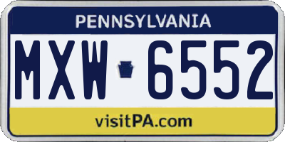PA license plate MXW6552