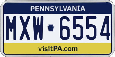 PA license plate MXW6554