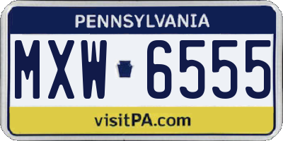 PA license plate MXW6555