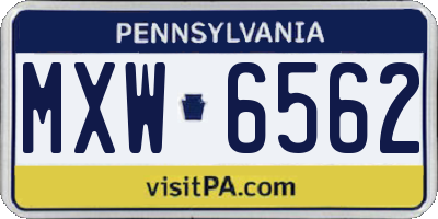 PA license plate MXW6562