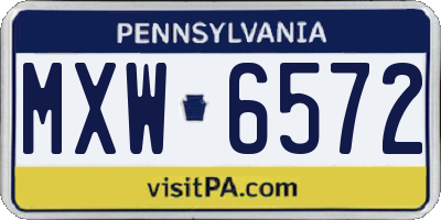 PA license plate MXW6572