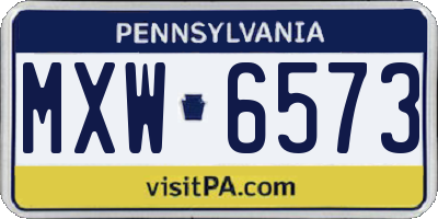 PA license plate MXW6573