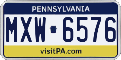 PA license plate MXW6576