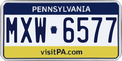 PA license plate MXW6577