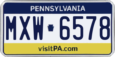 PA license plate MXW6578