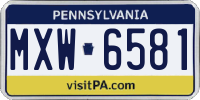 PA license plate MXW6581