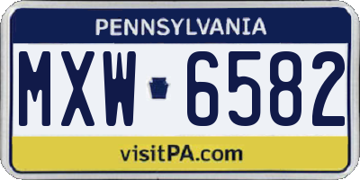 PA license plate MXW6582