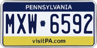 PA license plate MXW6592