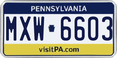 PA license plate MXW6603