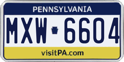 PA license plate MXW6604