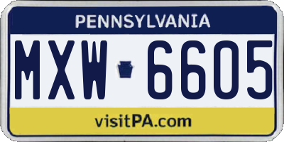 PA license plate MXW6605