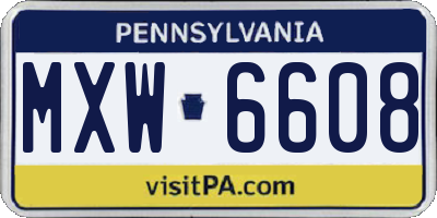 PA license plate MXW6608