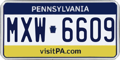 PA license plate MXW6609