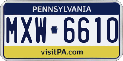 PA license plate MXW6610