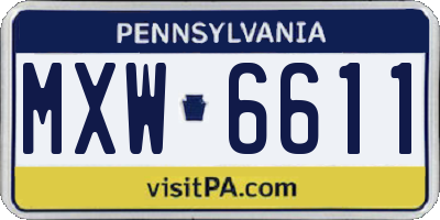 PA license plate MXW6611