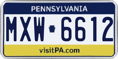 PA license plate MXW6612