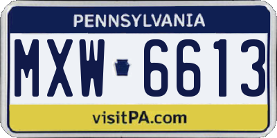 PA license plate MXW6613