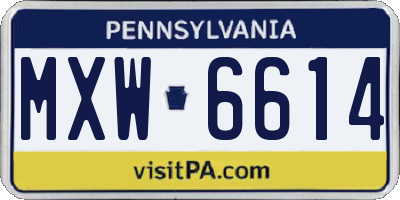 PA license plate MXW6614